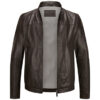 La veste en cuir lisse brun chocolaté, en nappa d'agneau de haute qualité, élégante et décontractée – Image 2