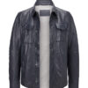 La veste en cuir d’agneau souple et fin, coupe confortable, boutons pression invisibles – Image 2