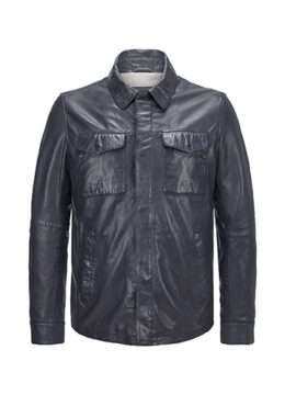 La veste en cuir d’agneau souple et fin, coupe confortable, boutons pression invisibles
