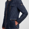 La veste matelassée classique en losanges, look sport chic, simili cuir contrasté, col montant réglable, marine – Image 3