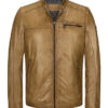 Le blouson en cuir souple et fin, lisse et traité en surface pour un look vintage, cognac – Image 4