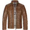 Le bomber audacieux innovant en cuir, aspect matelassé, confort thermique, cognac – Image 2