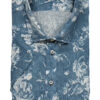 La chemise avec imprimé de fleurs exotiques en bleu et crème, manches courtes – Image 2