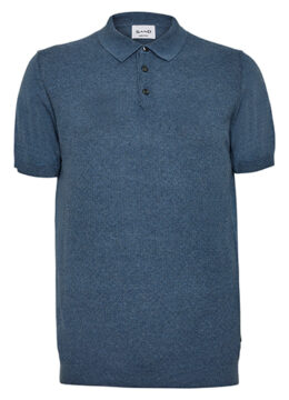 Le polo classique bleu en crêpe de coton, coupe standard