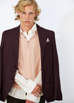 Le veston look sport chic, mélange de lin et laine froide, teinte bourgogne