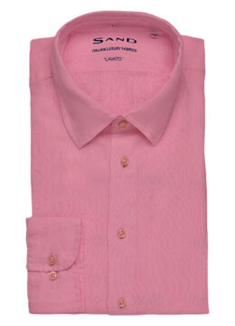 Les chemises en pur lin rose prononcé, manches longues