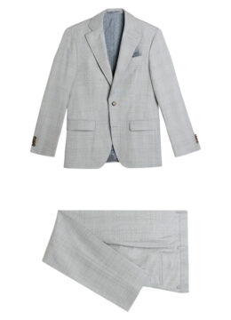 Le costume en tissus italien, coupe printanière et moderne, gris pâle