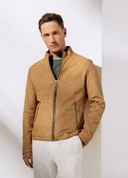 La veste classique cuir lisse caramel, fonctionnalité durable